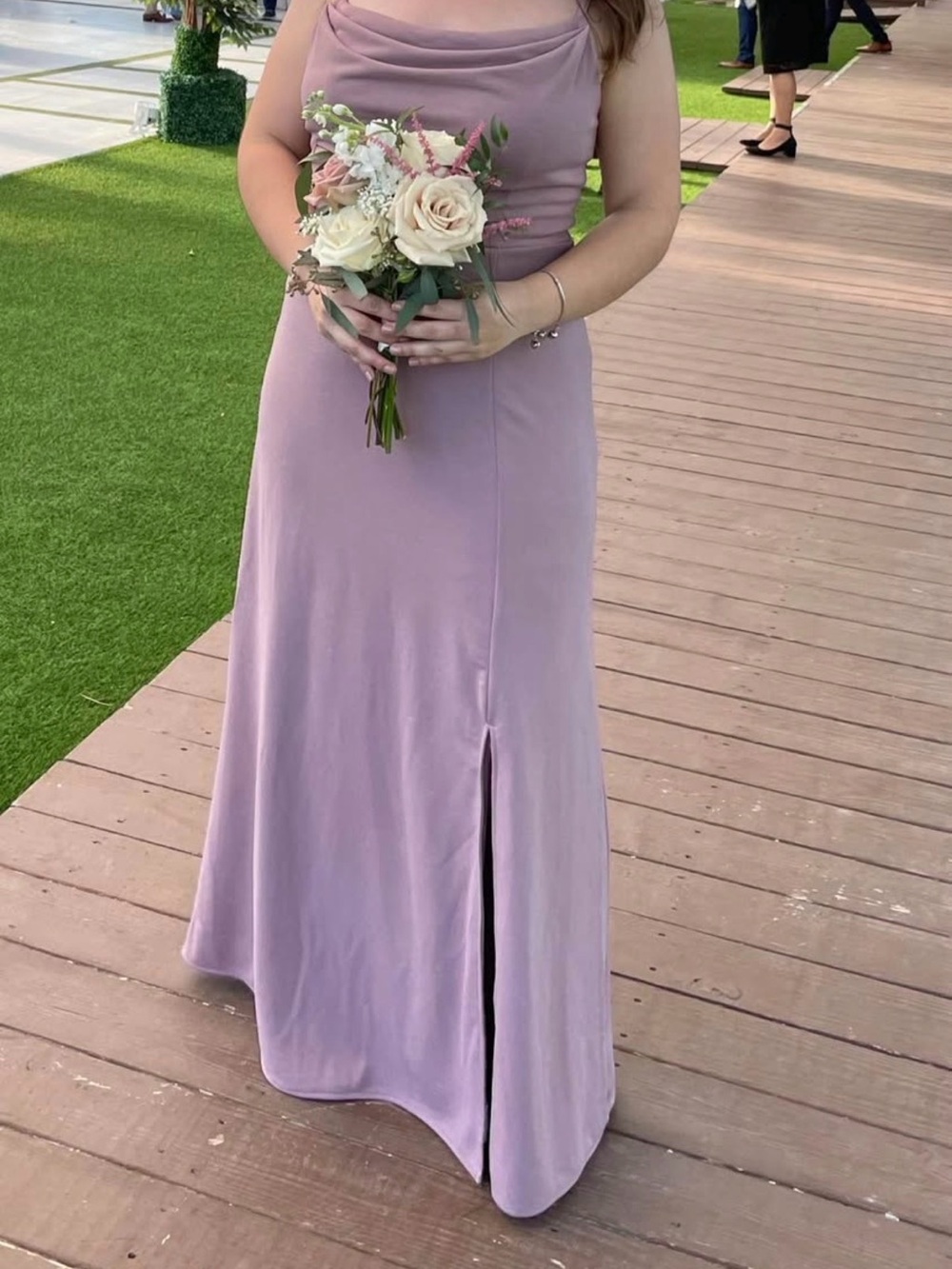 Birdy Grey Dusty Lilac Cowl Neck Maxi Dress with Front Slit